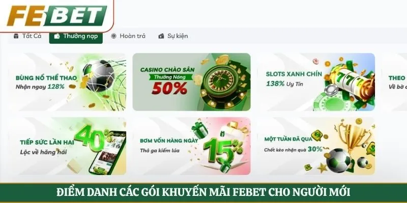 Điểm danh các gói khuyến mãi Febet cho người mới